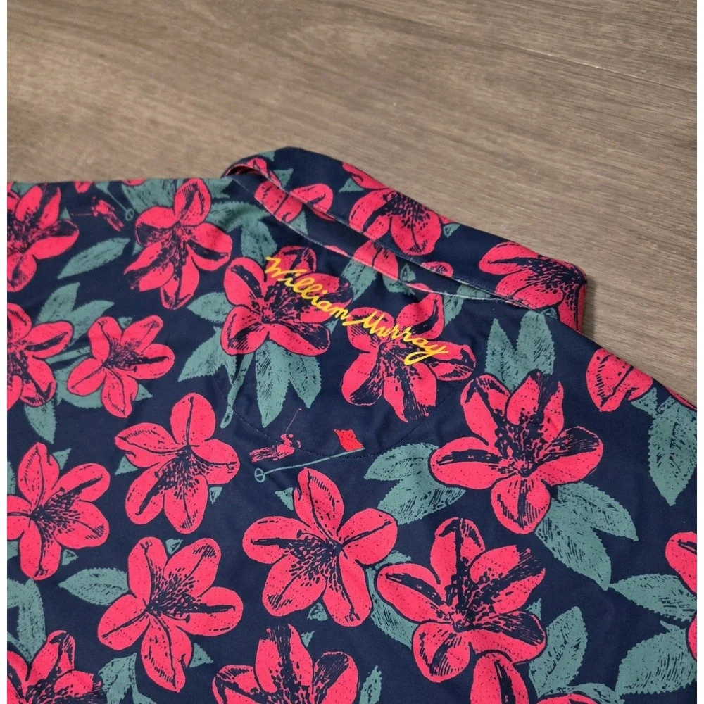 William Murray Shirt Mens Floral Geometric All Over Print Golf Polo XL Preppy - Picture 4 of 9